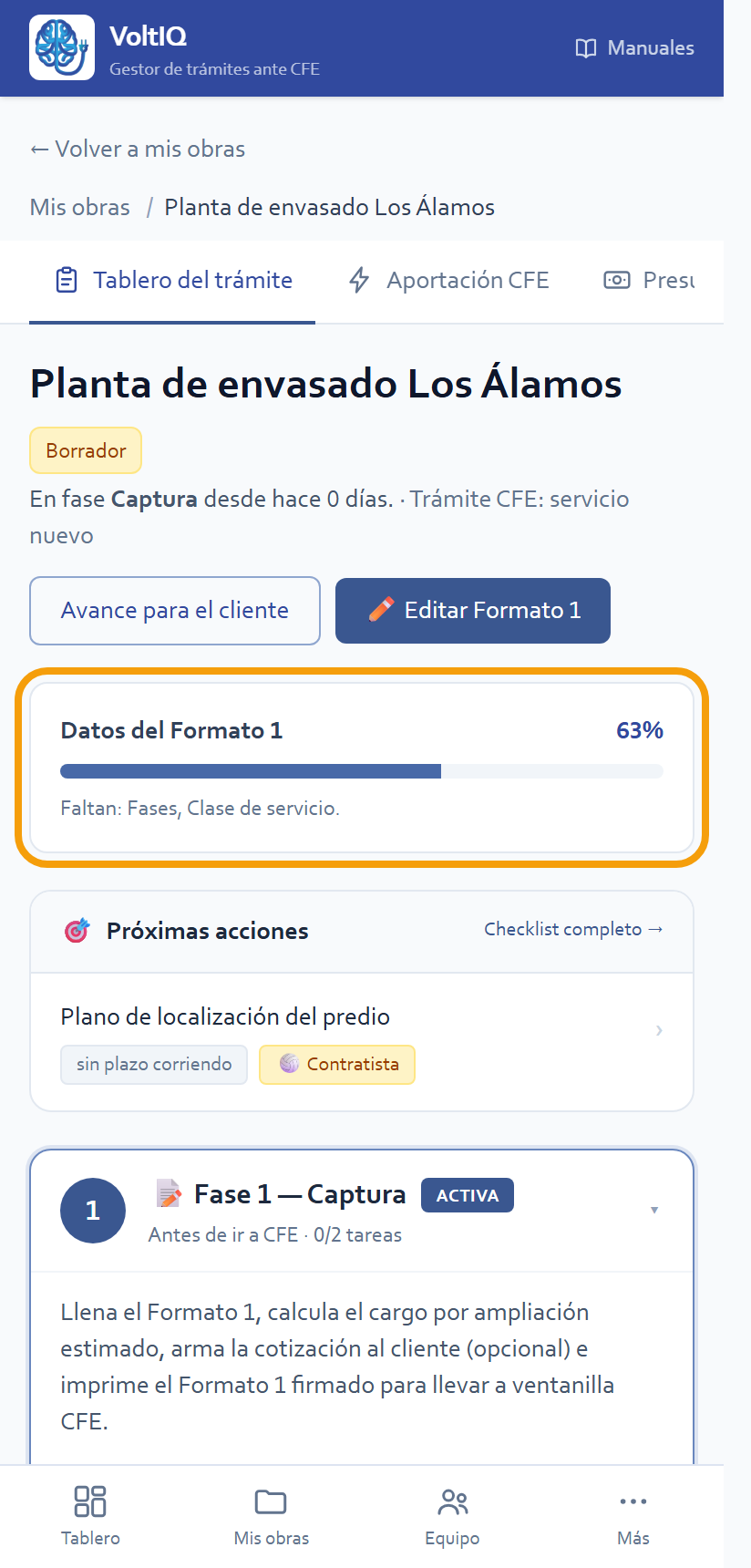 El avance de los datos del Formato 1