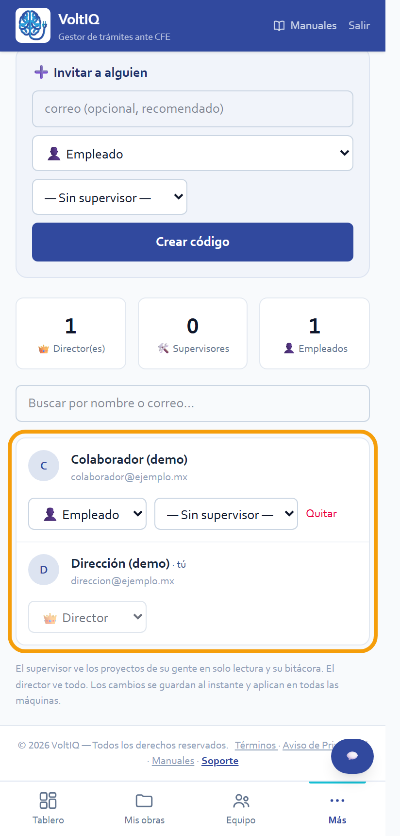 Tu equipo con la persona ya dentro