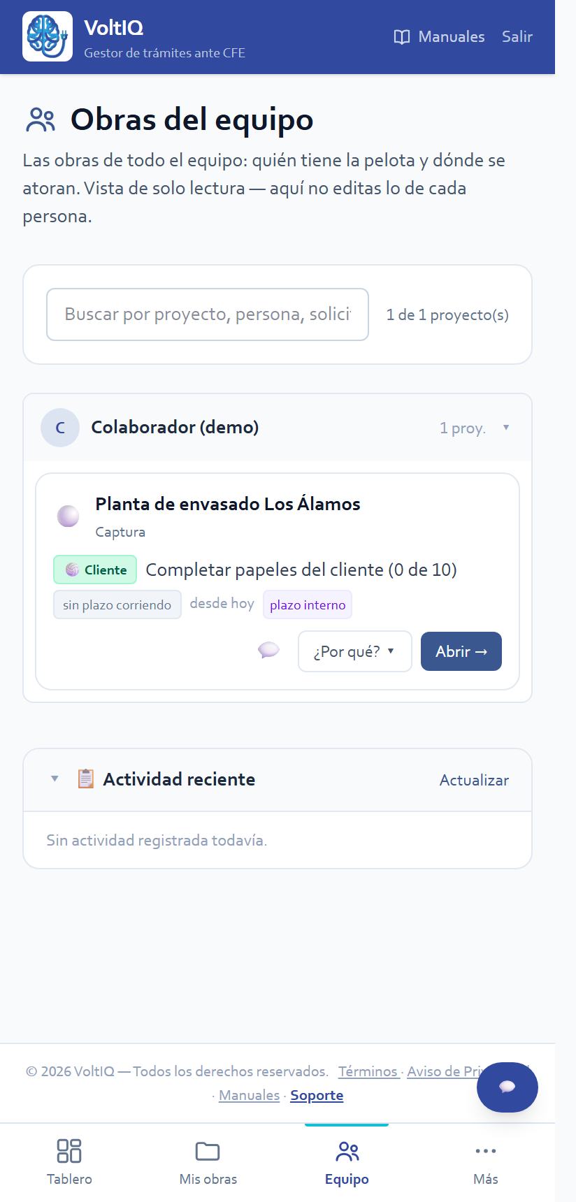 Obras del equipo