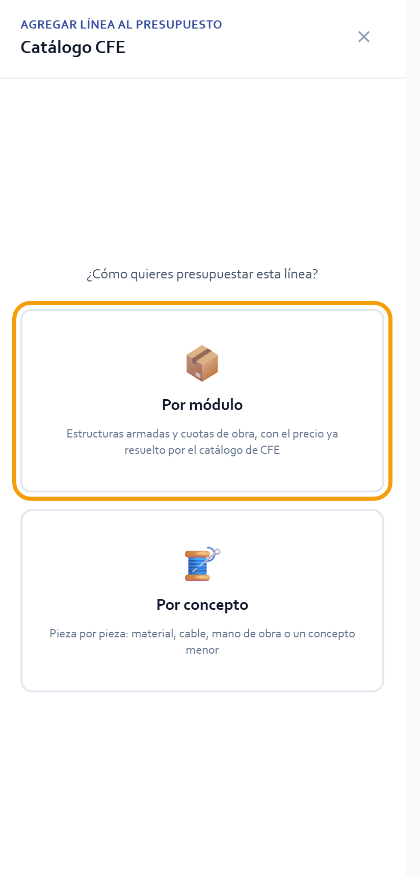 Por módulo o por concepto