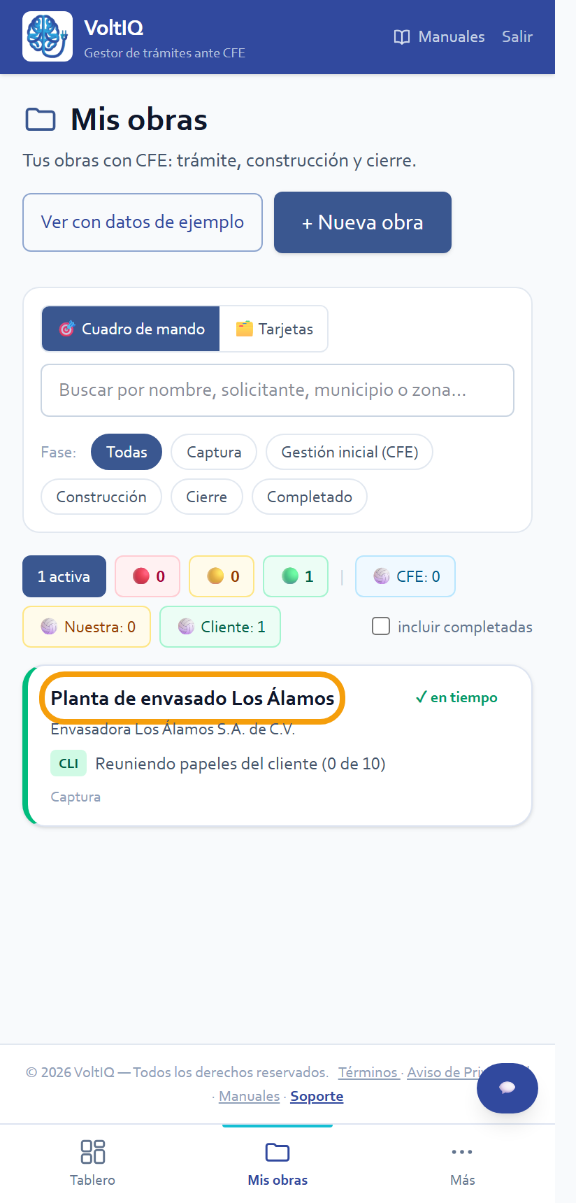 La obra que te asignaron, en «Mis obras»