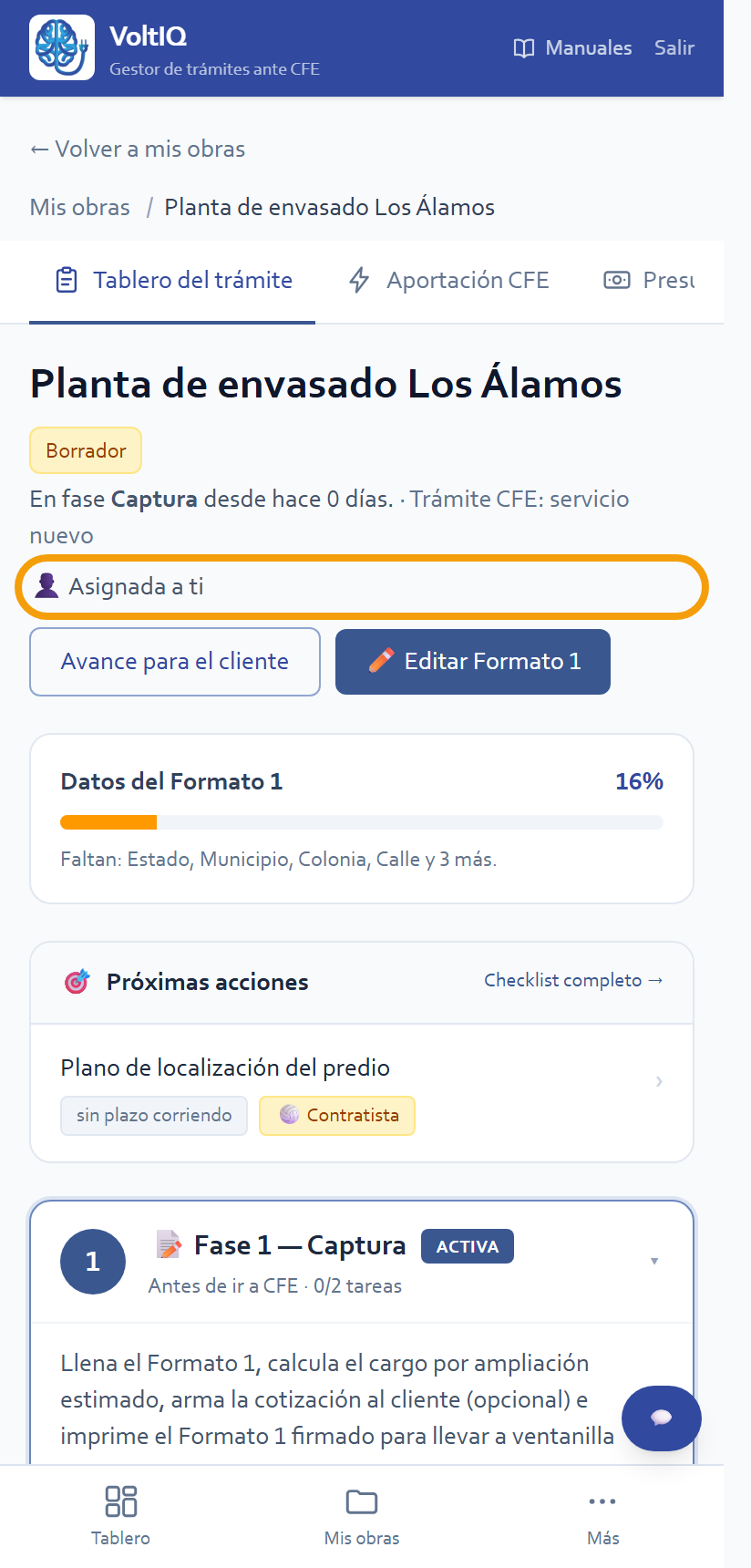 La obra dice «Asignada a ti»